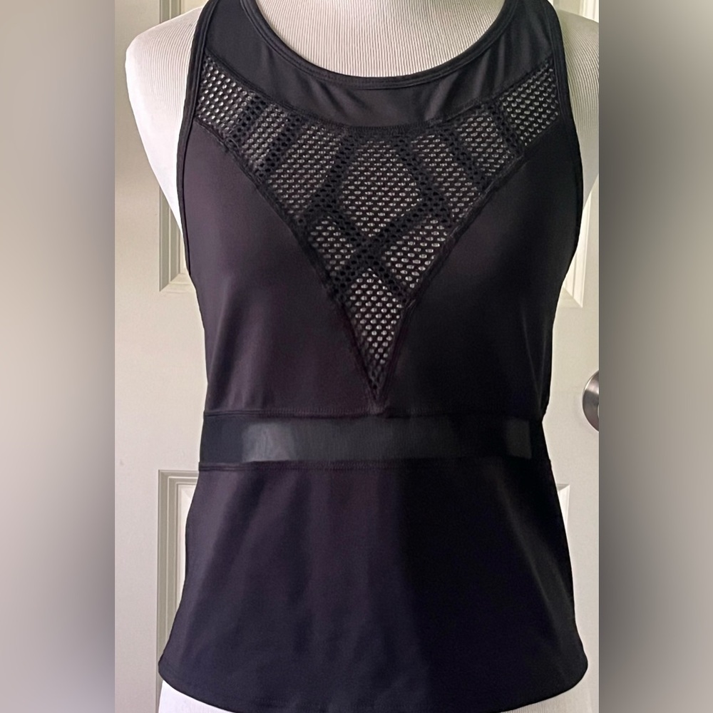 Black Mesh Detail Athletic Top